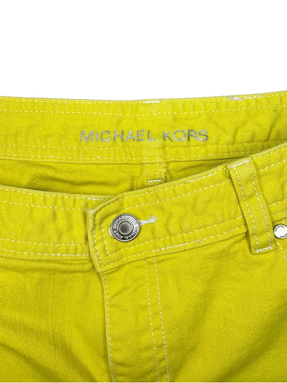 Michael Kors Women’s Bright Yellow MK Detail on Back Pocket Capri Jeans Size 6
